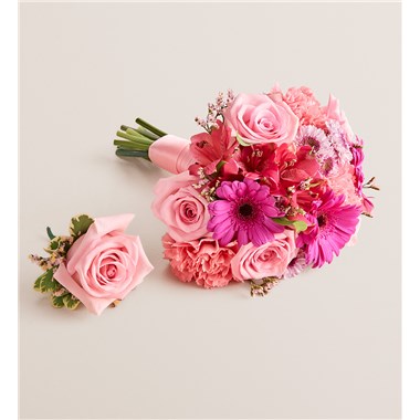 Prom Bouquet And Boutonniere -Pink